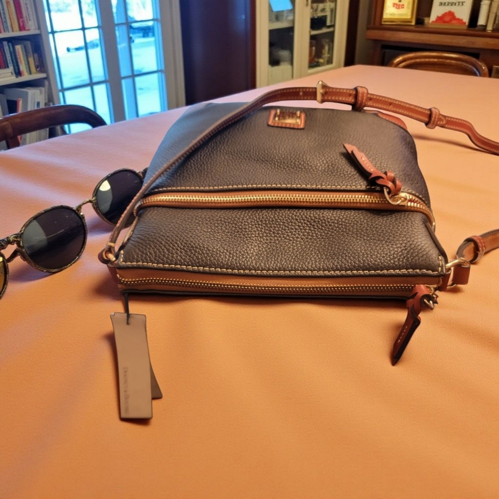 Dooney & Bourke Black and Brown Crossbody Bag/Dust Bag Included - Picture 3 of 11
